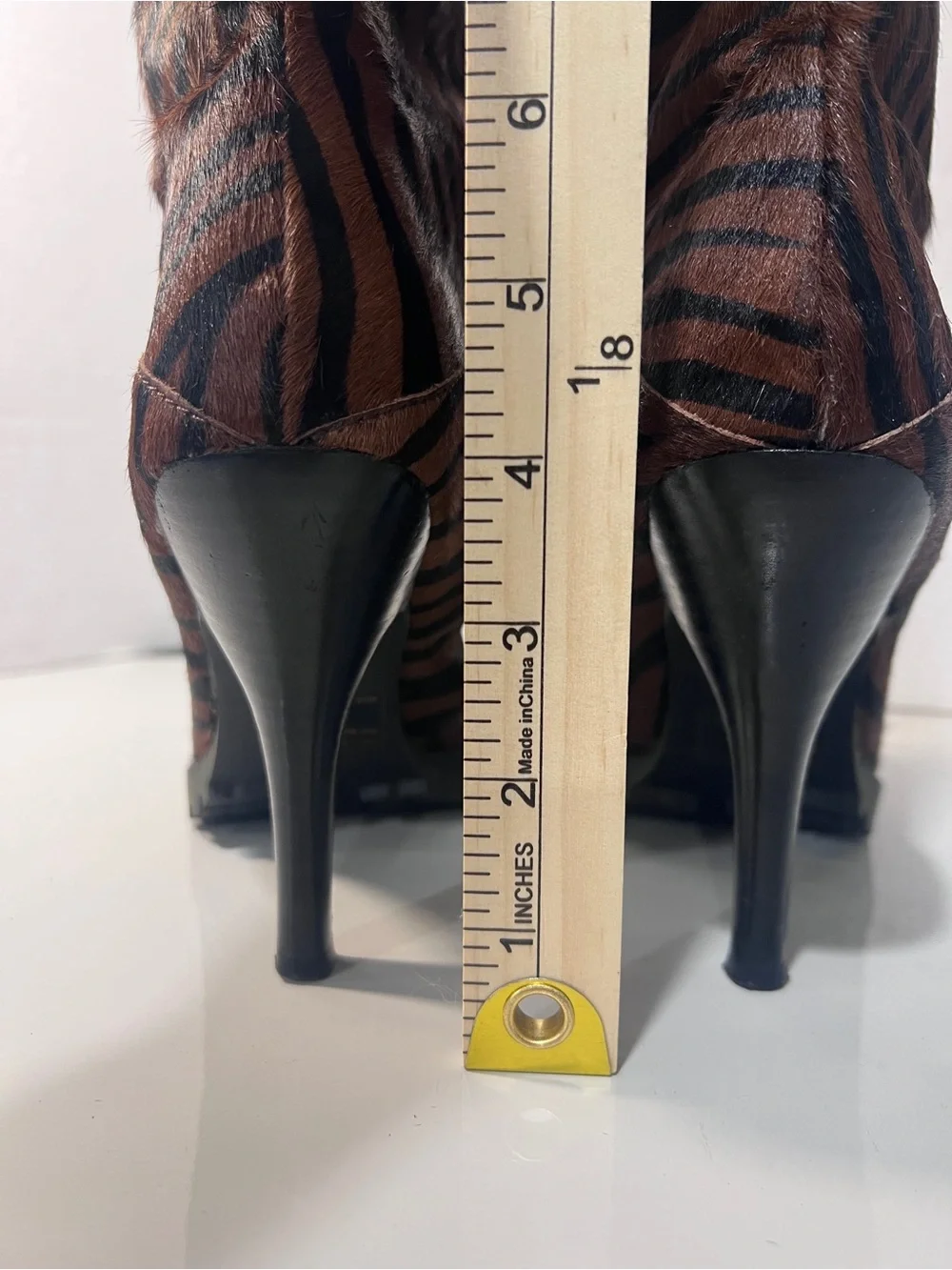 Envy Crackalackin 6.5 Zebra Hair-On Leather Knee High Stiletto Boots Y2K